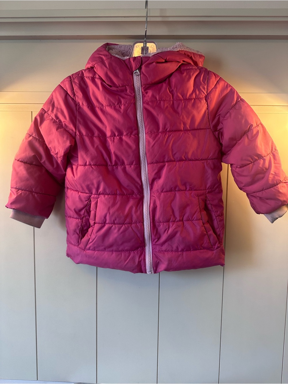 Swiss Tech Girls Hooded Puffer Jacket - Bright Pink